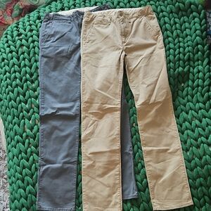 Lot Of 2 GAP Kids Size 16 Khakis Tan And Grey